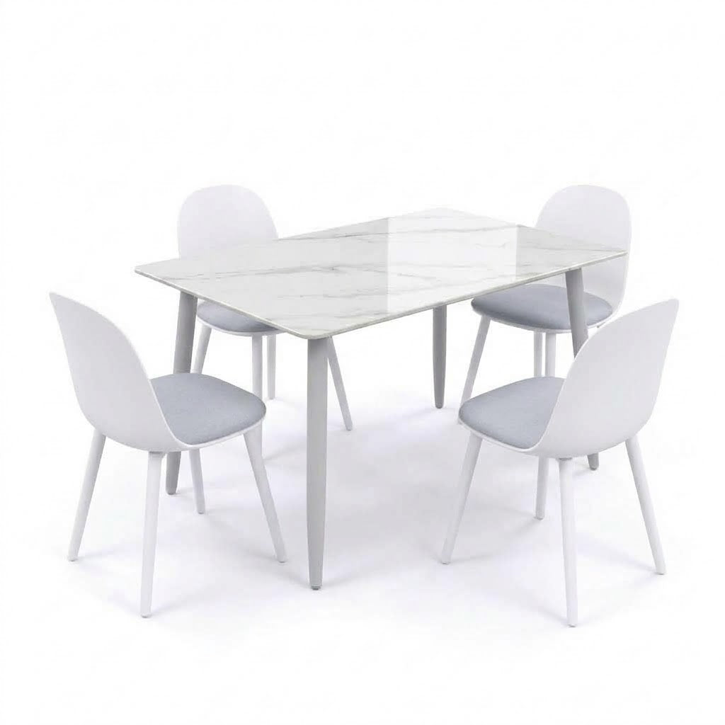 BAS 130CM Sintered Stone Table with 4 MACARON Chairs