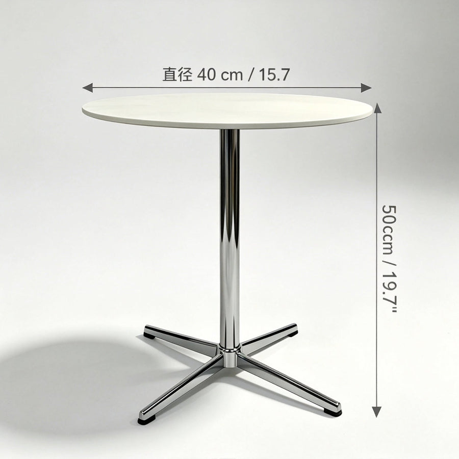 CRO Round Side Table with Sintered Stone Top & Stainless Steel Base