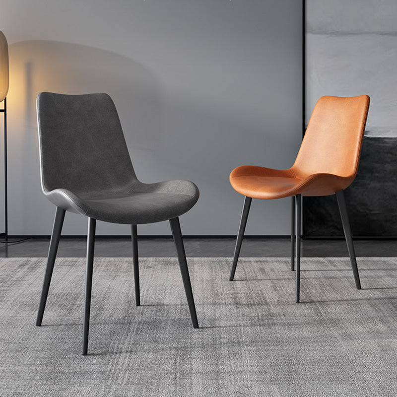 SADE Modern Dining Chair-Synthetic Leather Seat with Black Metal Legs