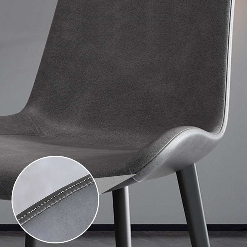 SADE Modern Dining Chair-Synthetic Leather Seat with Black Metal Legs