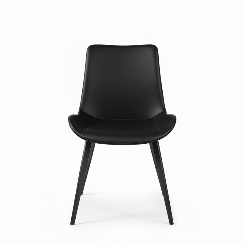 SADE Modern Dining Chair-Synthetic Leather Seat with Black Metal Legs