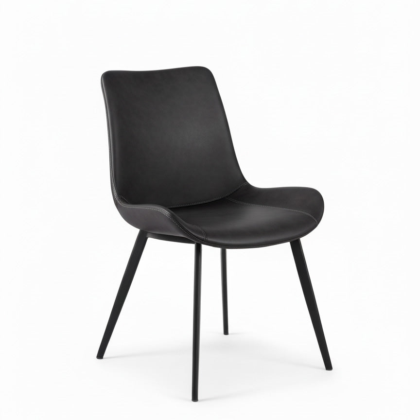 SADE Modern Dining Chair-Synthetic Leather Seat with Black Metal Legs