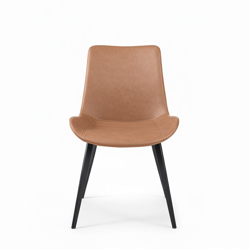 SADE Modern Dining Chair-Synthetic Leather Seat with Black Metal Legs