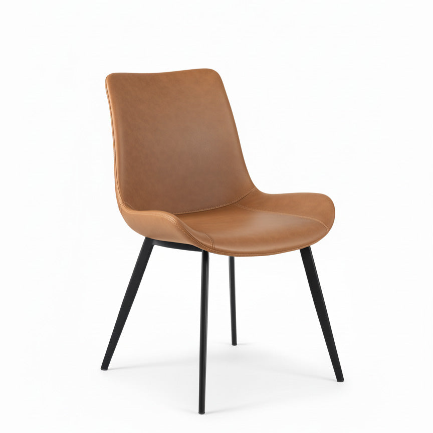 SADE Modern Dining Chair-Synthetic Leather Seat with Black Metal Legs