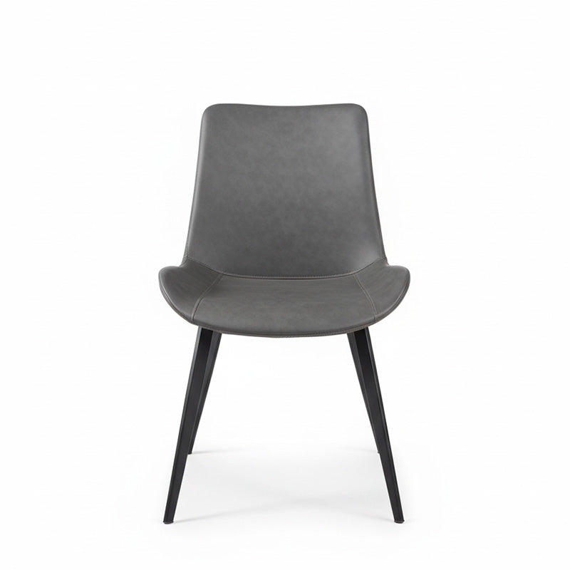 SADE Modern Dining Chair-Synthetic Leather Seat with Black Metal Legs
