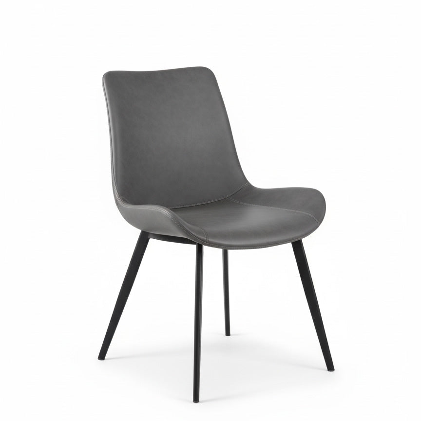 SADE Modern Dining Chair-Synthetic Leather Seat with Black Metal Legs
