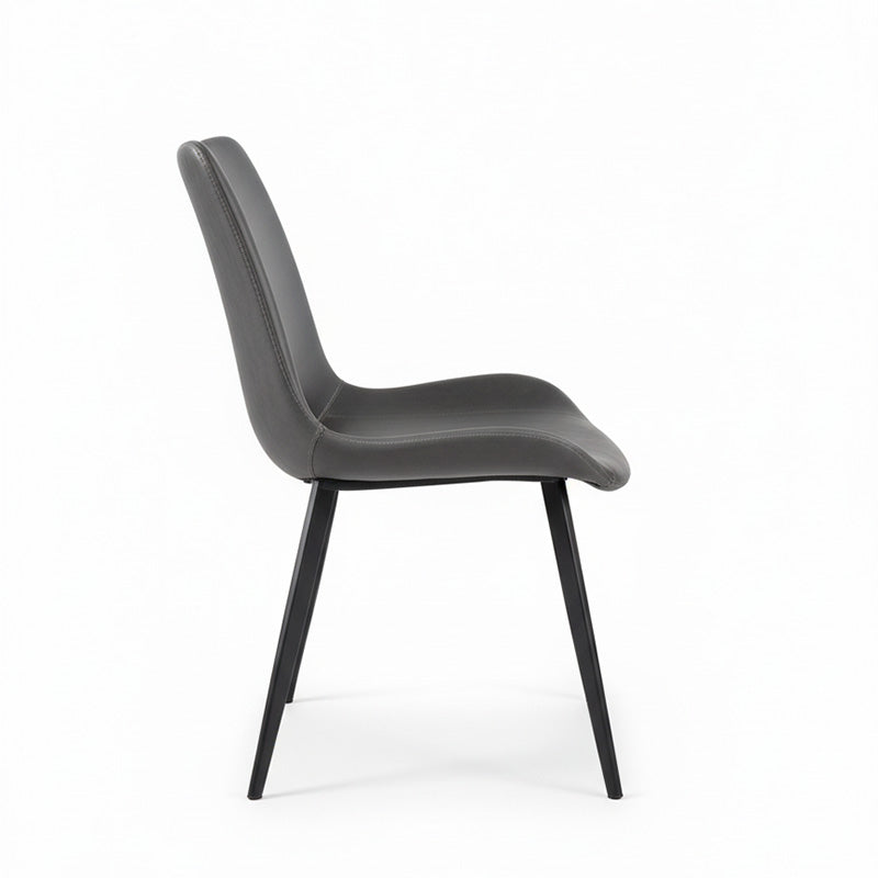 SADE Modern Dining Chair-Synthetic Leather Seat with Black Metal Legs