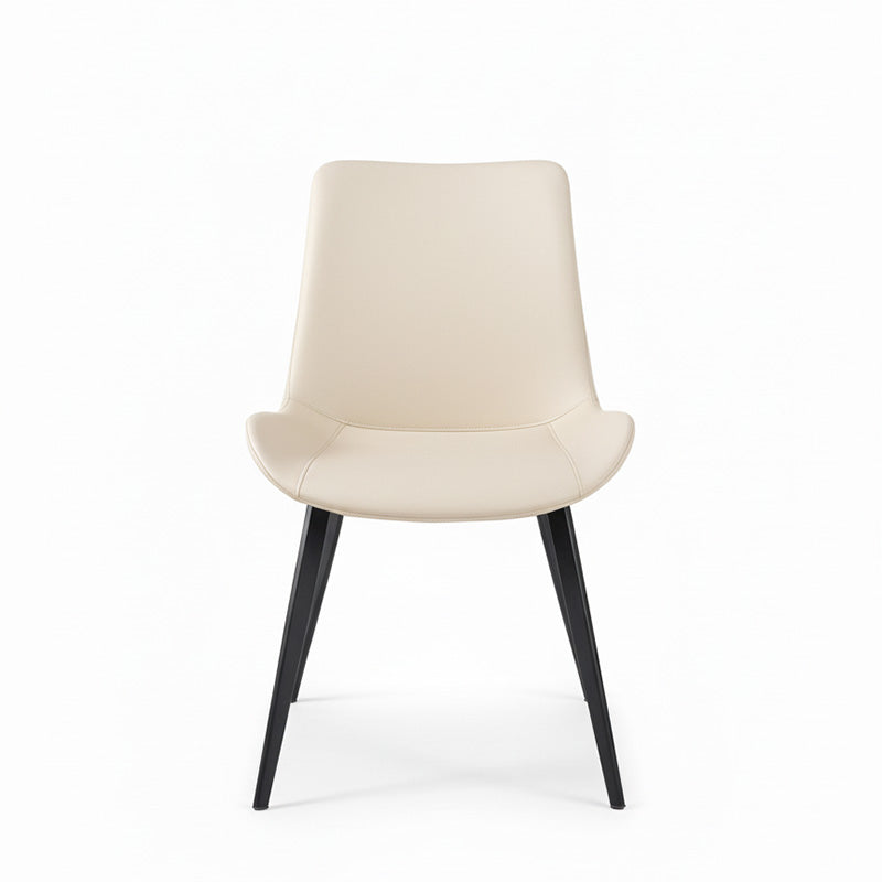 SADE Modern Dining Chair-Synthetic Leather Seat with Black Metal Legs