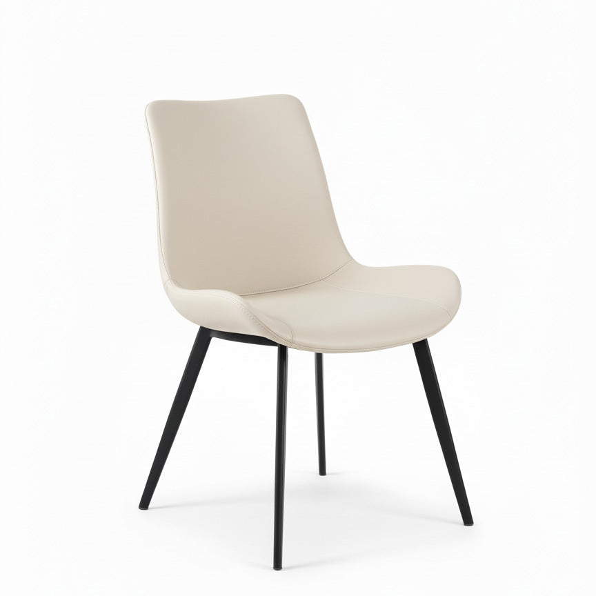 SADE Modern Dining Chair-Synthetic Leather Seat with Black Metal Legs