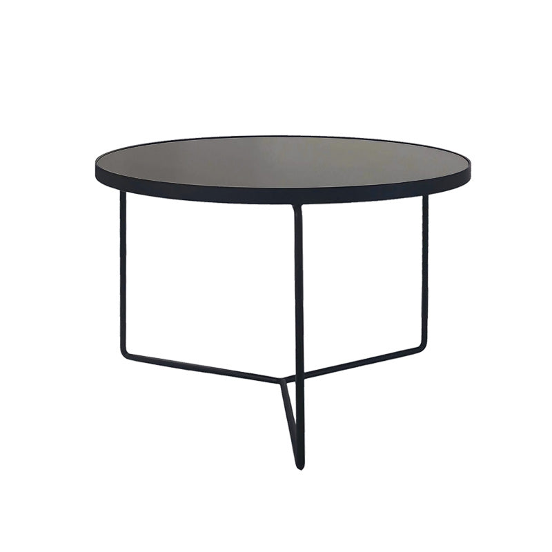 KRON Sintered Stone Coffee Table with Metal Legs - Round Black/White Marble (60cm/80cm)