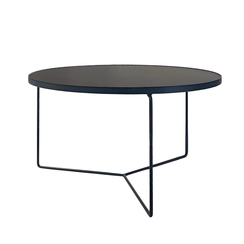 KRON Sintered Stone Coffee Table with Metal Legs - Round Black/White Marble (60cm/80cm)