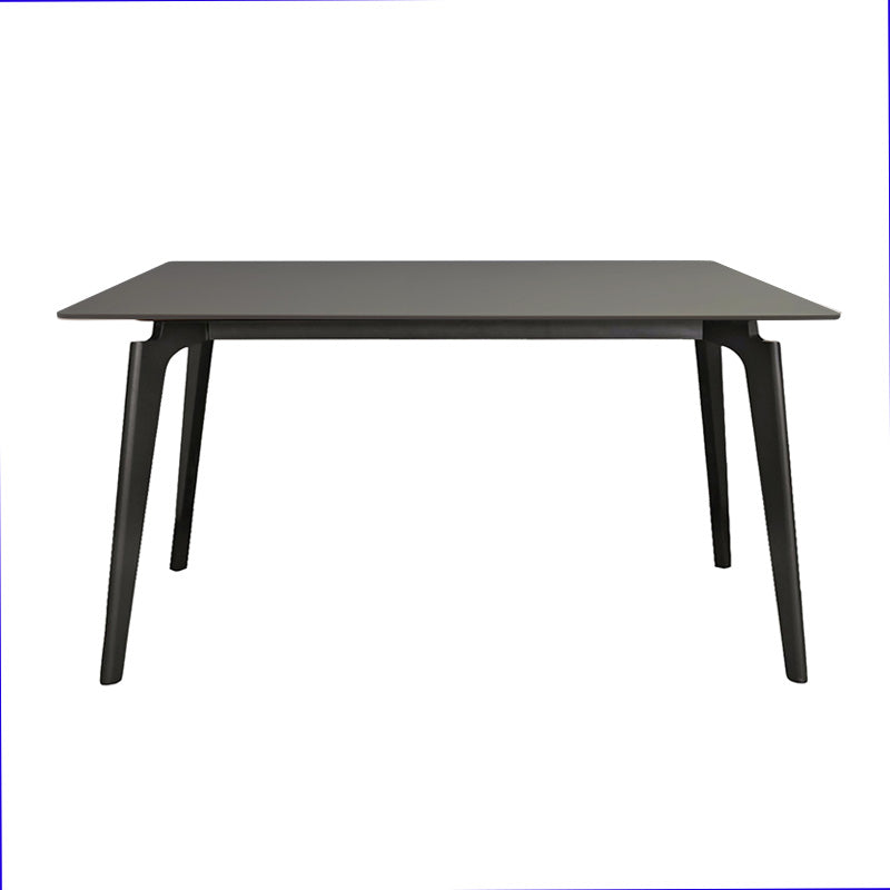 BESI 63x31.5 inch Table. Black Legs, Black Sintered Stone Top. Front View.