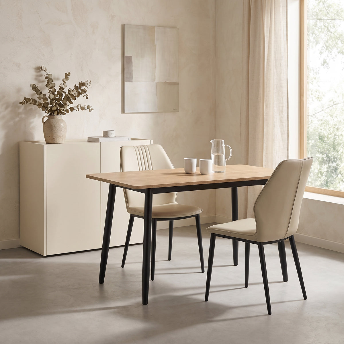 BAS 47 IN / 120 CM MFC Rectangle Dining Table - Engineered Wood Top - 4-6 Seater