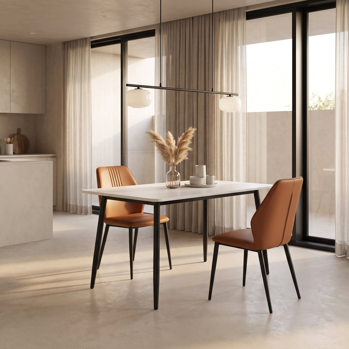 BAS 47 IN / 120 CM MFC Rectangle Dining Table - Engineered Wood Top - 4-6 Seater