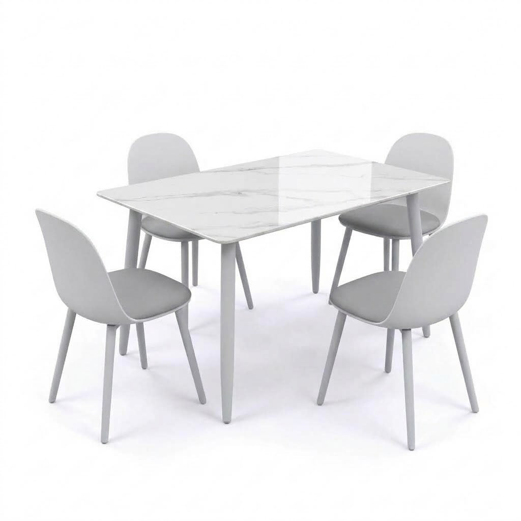 BAS 130CM Sintered Stone Table with 4 MACARON Chairs