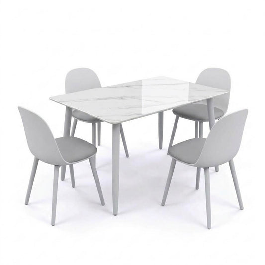 BAS 130CM Sintered Stone Table with 4 MACARON Chairs