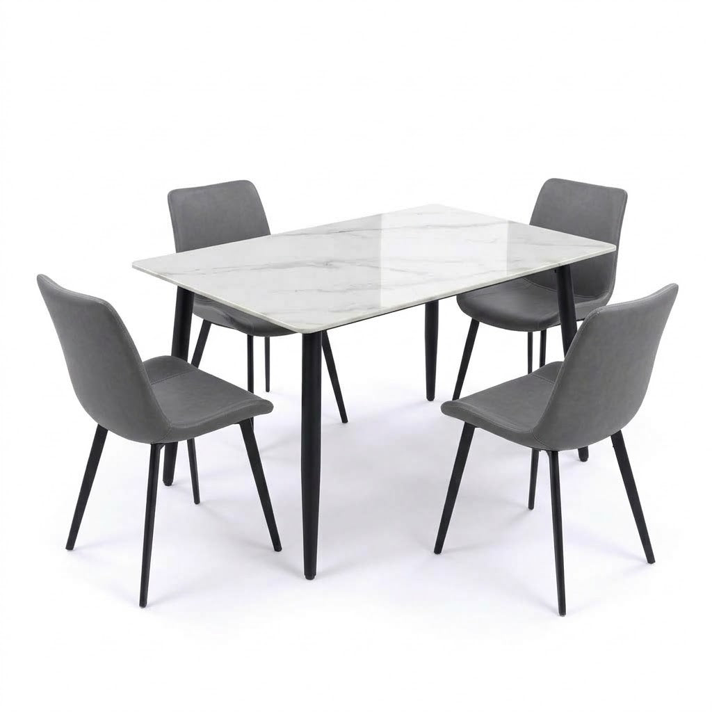 BAS 130CM Sintered Stone Table with 4 SADE Chairs