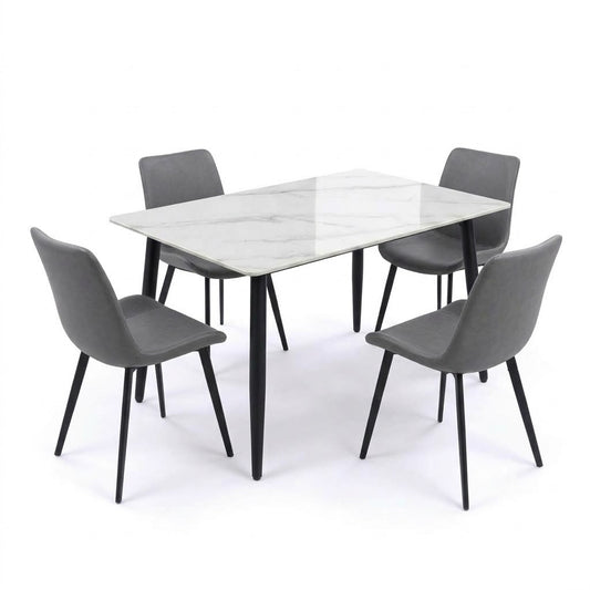 BAS 130CM Sintered Stone Table with 4 SADE Chairs