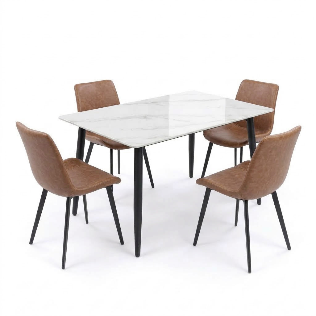 BAS 130CM Sintered Stone Table with 4 SADE Chairs