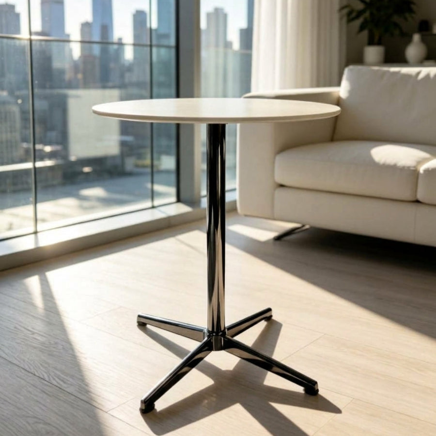 CRO Round Side Table with Sintered Stone Top & Stainless Steel Base