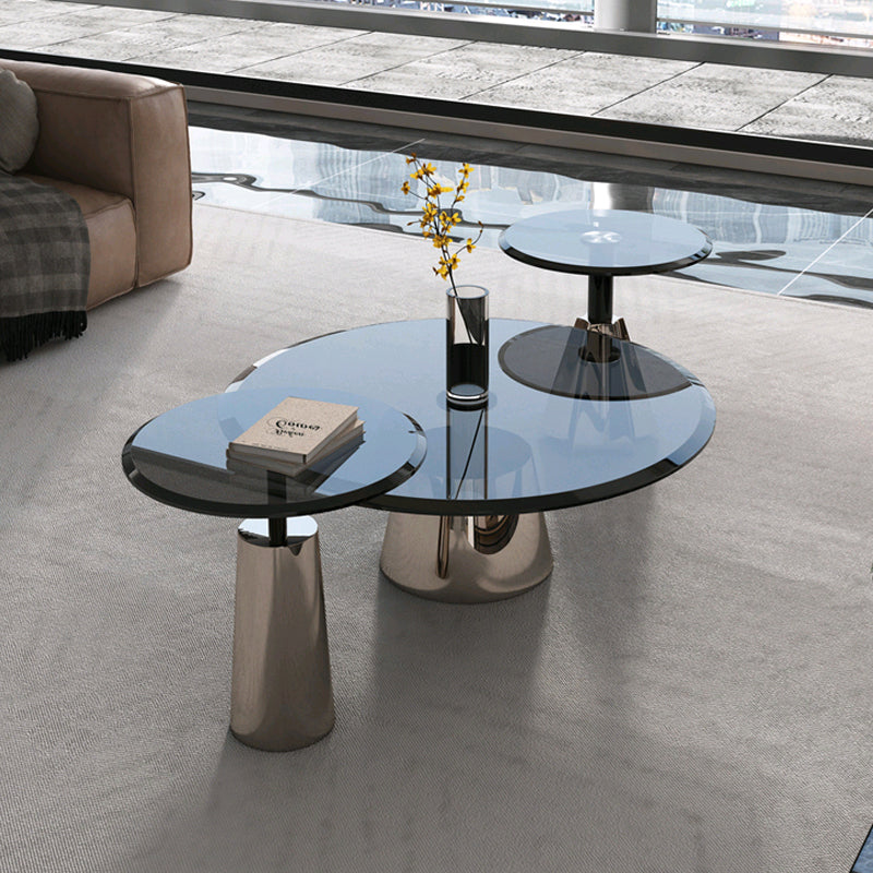 KON Lux Glass Coffee Table and Side Table