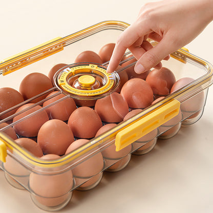 24 Eggs Storage Containers with Timer Lids For Fridge