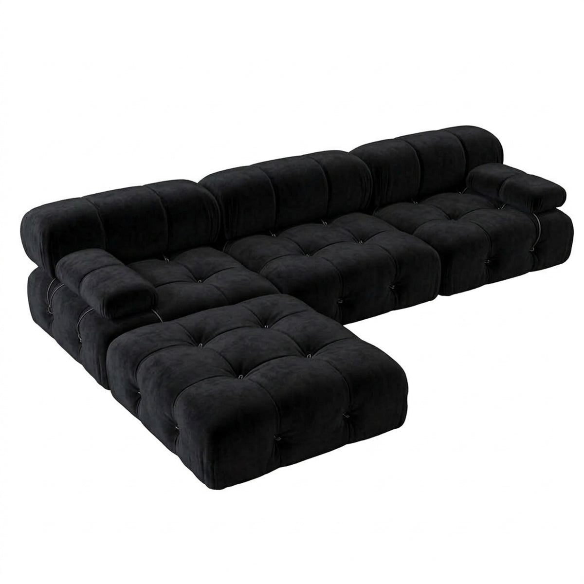 Karilonda Tufted Modular Sofa | Black Velvet Sectional