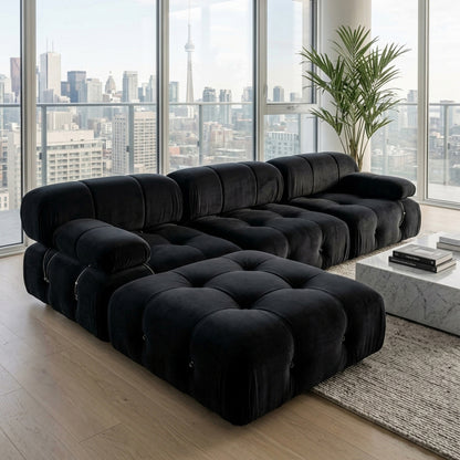Karilonda Tufted Modular Sofa | Black Velvet Sectional