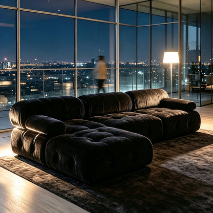 Karilonda Tufted Modular Sofa | Black Velvet Sectional