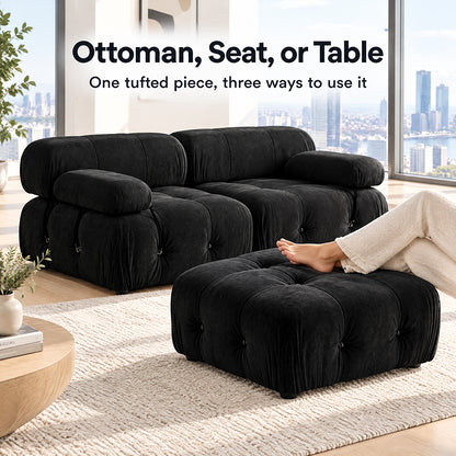 Karilonda Tufted Modular Sofa | Black Velvet Sectional
