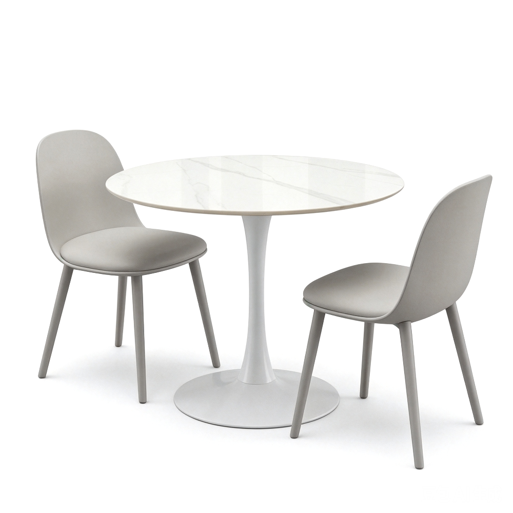 TLIP Round Sintered Stone Table with 2 MACARON Chairs
