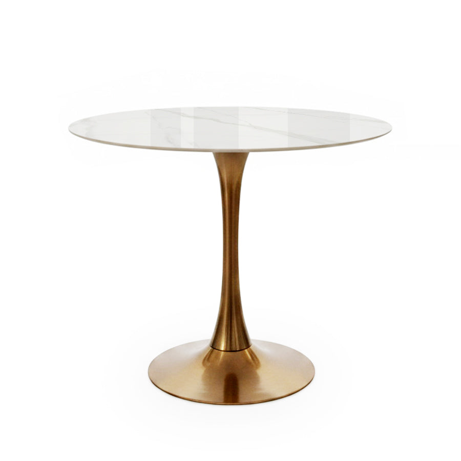 TLIP 90CM/35.5in Ceramic Round Dining Table with Steel Base