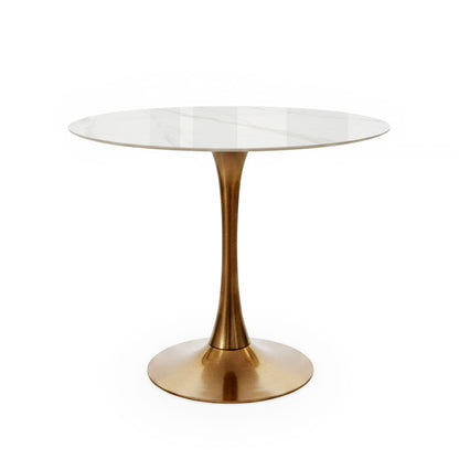 TLIP 90CM/35.5in Ceramic Round Dining Table with Steel Base