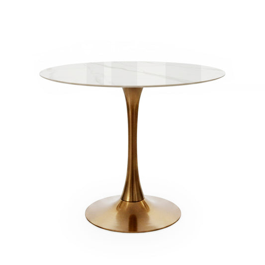 TLIP 90CM/35.5in Ceramic Round Dining Table with Steel Base