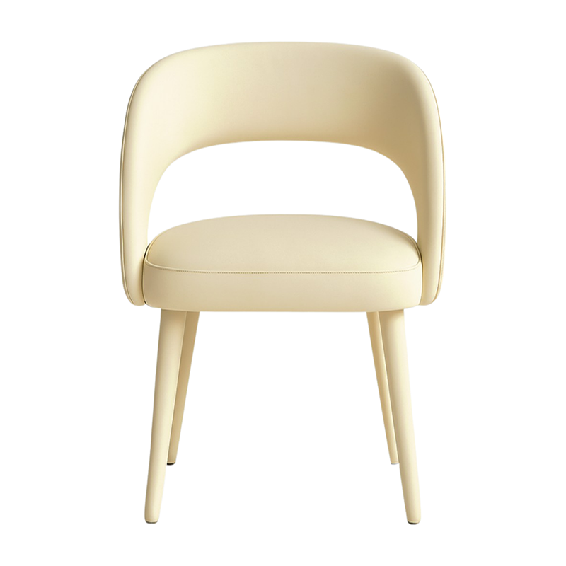 Beige LUNARC leather accent chair front view