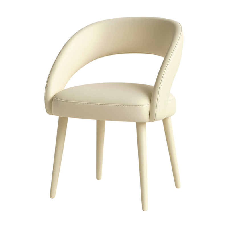 Beige LUNARC leather accent chair 45-degree angle view