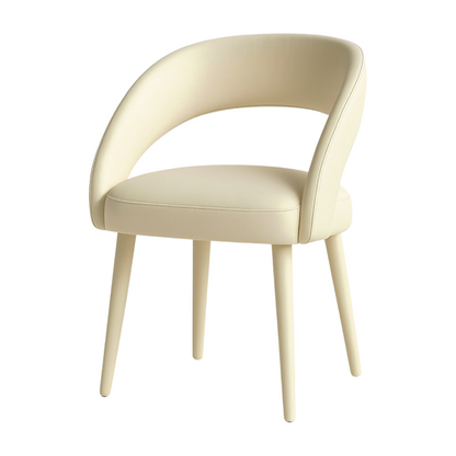 Beige LUNARC leather accent chair 45-degree angle view