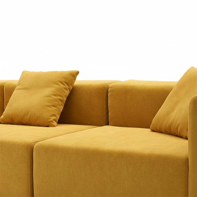 Close-up shot of TOFU sofa’s fine velvet-like fabric and high-density foam cushions showing supportive, non-sagging texture.