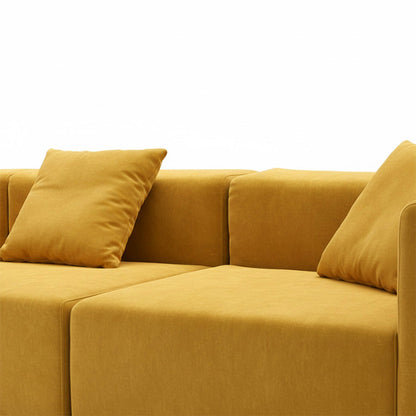 Close-up shot of TOFU sofa’s fine velvet-like fabric and high-density foam cushions showing supportive, non-sagging texture.