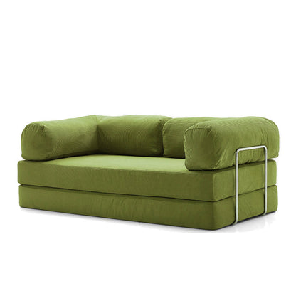 1.8-meter (71 inch) SOFED convertible sofa bed in green corduroy with high-resiliency foam on white background.