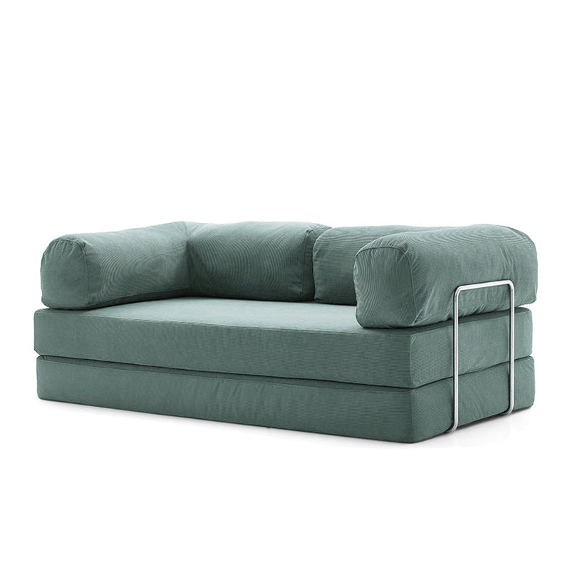 1.8-meter (71 inch) SOFED convertible sofa bed in light blue corduroy with high-resiliency foam on white background.