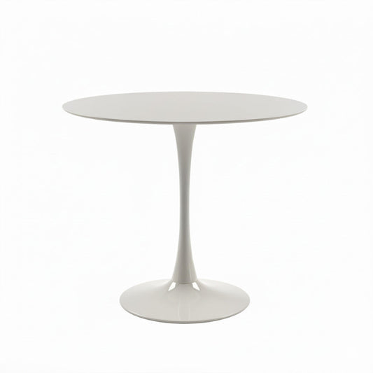 TLIP Round Sintered Stone Dining Table in White – 90cm or 36in Minimalist Dining Table