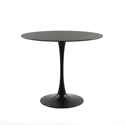 TLIP Round Sintered Stone Dining Table in Black – 90cm or 36in Minimalist Dining Table