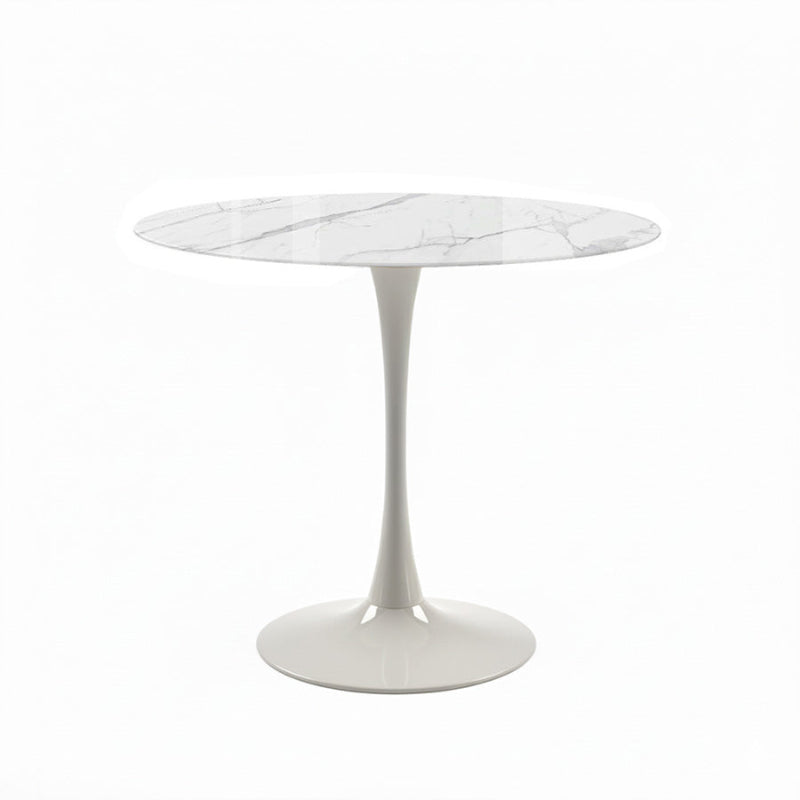 TLIP Round Sintered Stone Dining Table with Snow Mountain White Top – 90cm or 36in Minimalist Dining Table