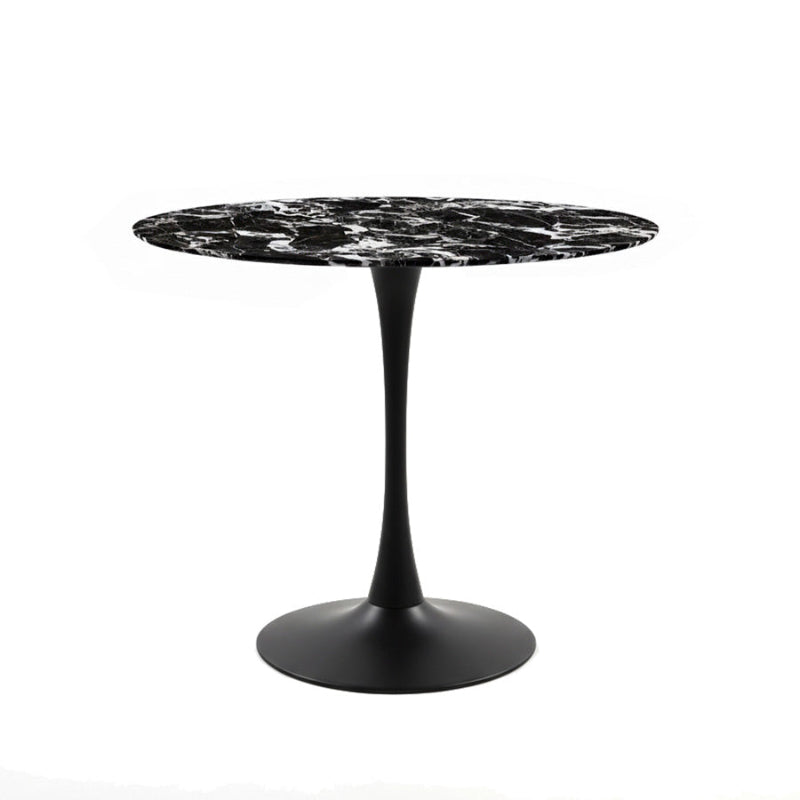 TLIP Round Sintered Stone Dining Table with Bulgaru Black Top – 90cm or 36in Minimalist Dining Table