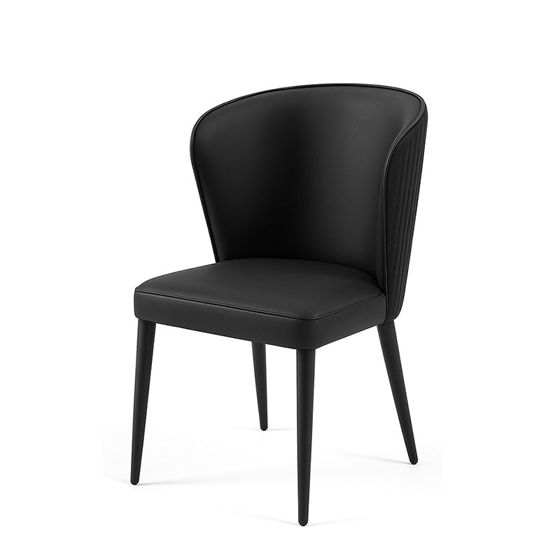 Black BEKY modern upholstered dining chair 45-degree front angle view