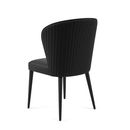 Black BEKY modern upholstered dining chair back angle view