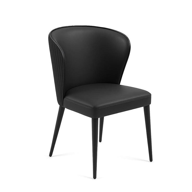 Black BEKY modern upholstered dining chair front angle view