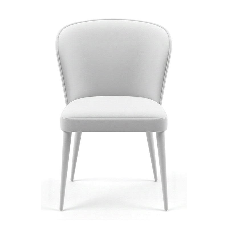 White BEKY modern upholstered dining chair front view