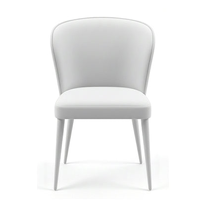 White BEKY modern upholstered dining chair front view